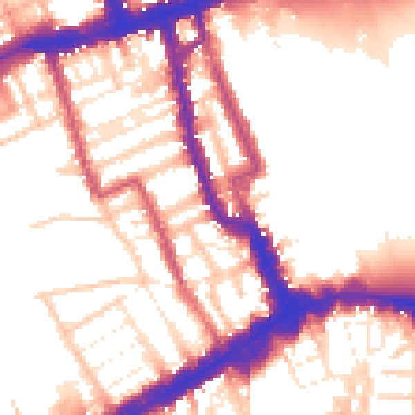Daytime road noise heatmap for W8 4BG