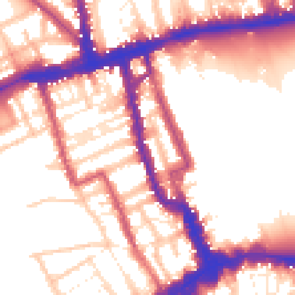 Daytime road noise heatmap for W8 4BU