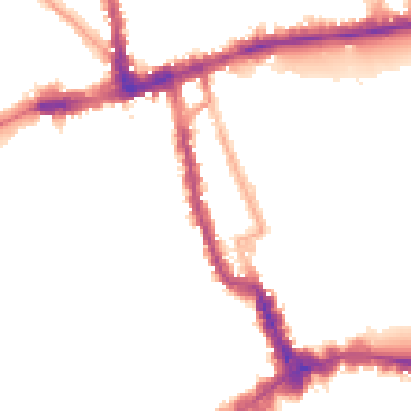 Night-time road noise heatmap for W8 4BU