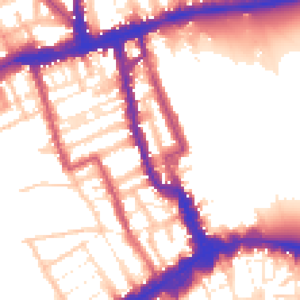 Daytime road noise heatmap for W8 4BY