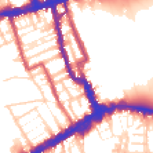 Daytime road noise heatmap for W8 4DA