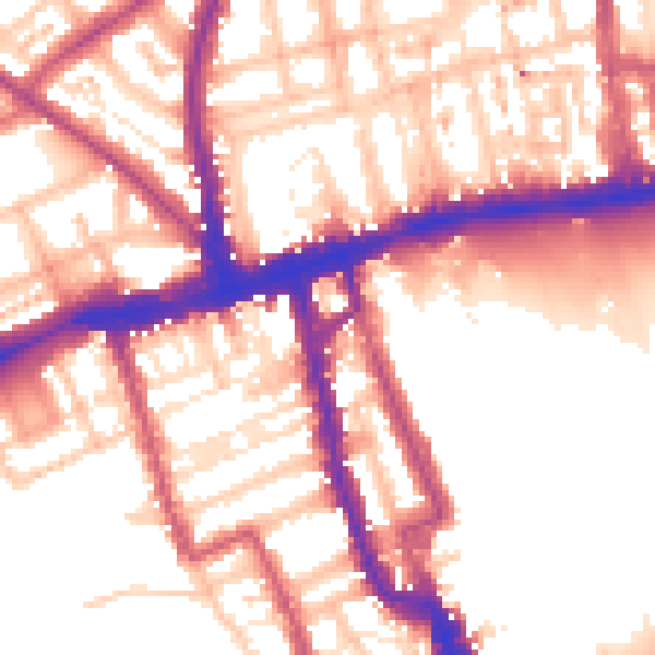 Daytime road noise heatmap for W8 4DT