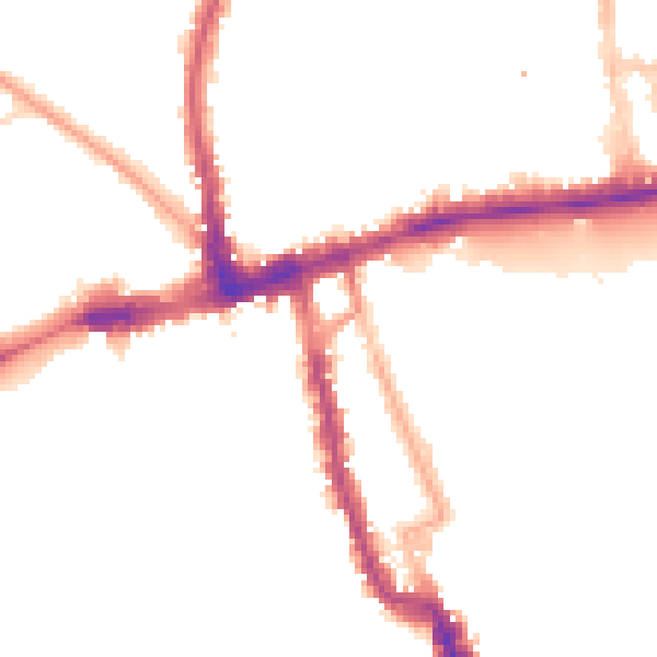 Night-time road noise heatmap for W8 4DT