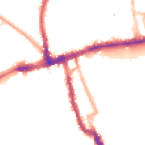 Night-time road noise heatmap for W8 4DU