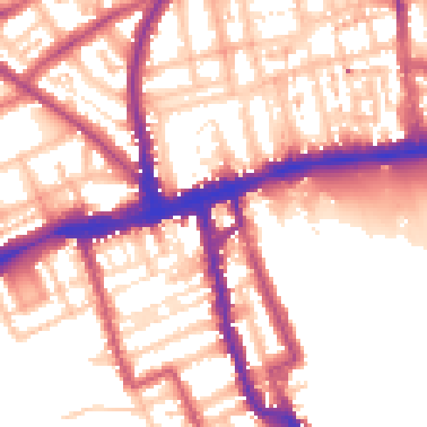 Daytime road noise heatmap for W8 4DX