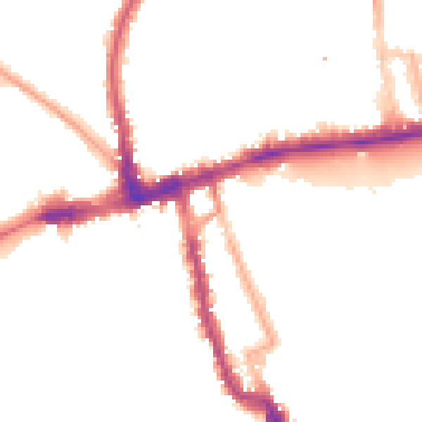 Night-time road noise heatmap for W8 4DY