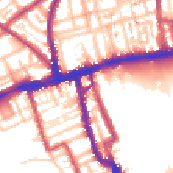 Daytime road noise heatmap for W8 4EA