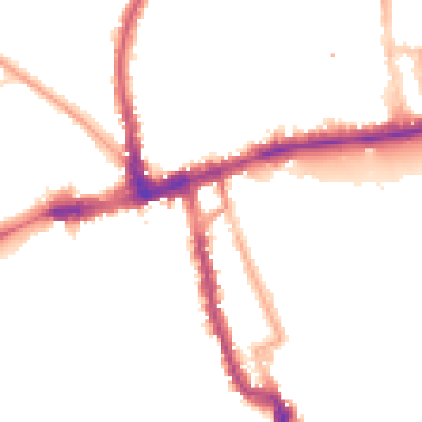 Night-time road noise heatmap for W8 4EA