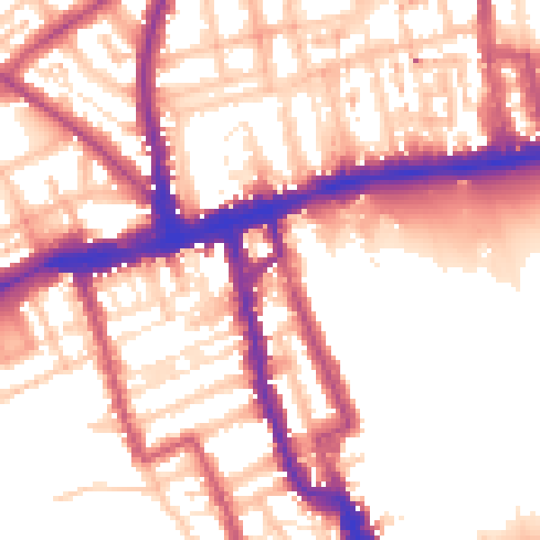 Daytime road noise heatmap for W8 4EB