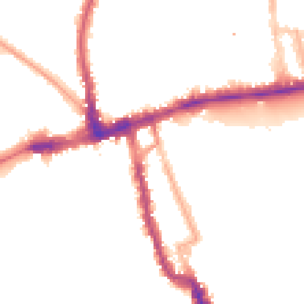 Night-time road noise heatmap for W8 4EB
