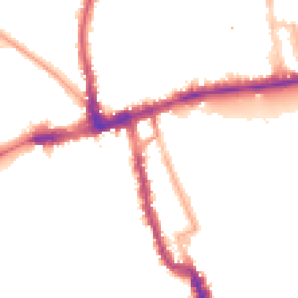 Night-time road noise heatmap for W8 4ED