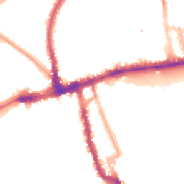 Night-time road noise heatmap for W8 4EE