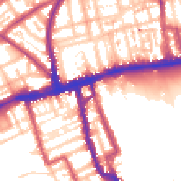Daytime road noise heatmap for W8 4EG