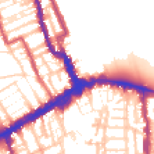 Daytime road noise heatmap for W8 4EP