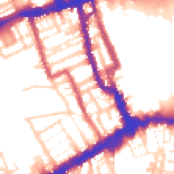 Daytime road noise heatmap for W8 4JG