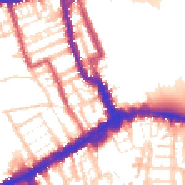 Daytime road noise heatmap for W8 4JN