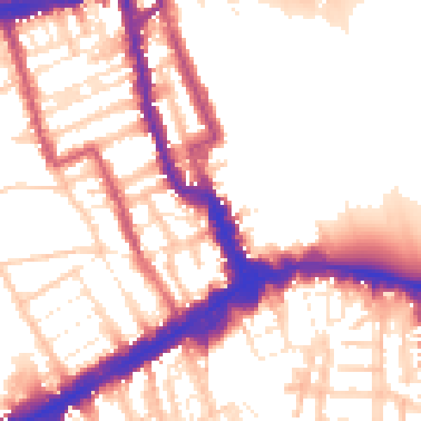 Daytime road noise heatmap for W8 4JP