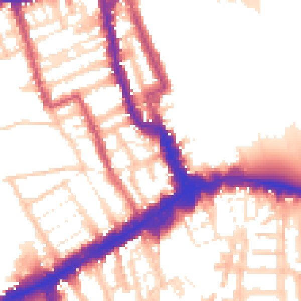 Daytime road noise heatmap for W8 4LU