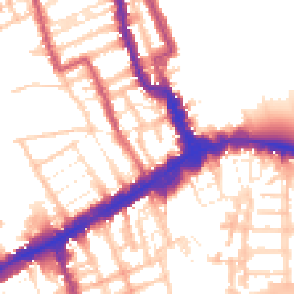 Daytime road noise heatmap for W8 4LY