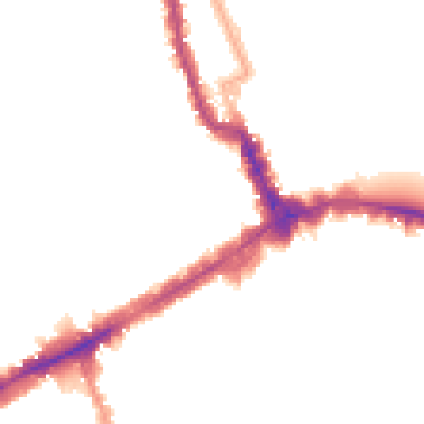Night-time road noise heatmap for W8 4LY