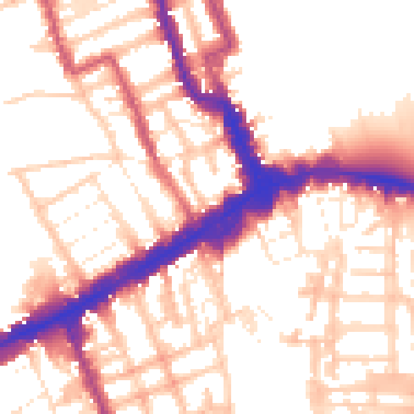 Daytime road noise heatmap for W8 4LZ