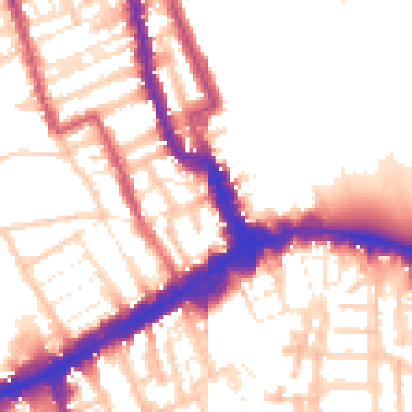Daytime road noise heatmap for W8 4NA