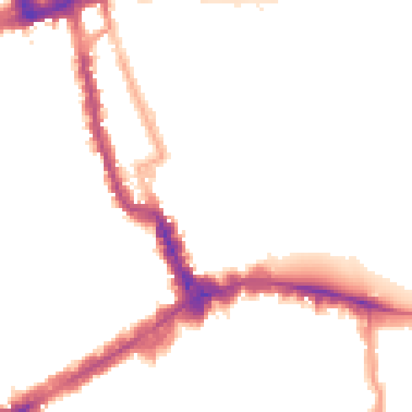 Night-time road noise heatmap for W8 4QA