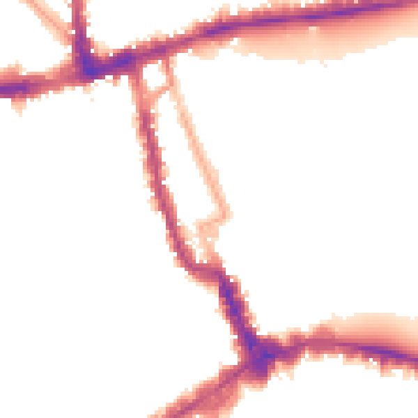 Night-time road noise heatmap for W8 4RN