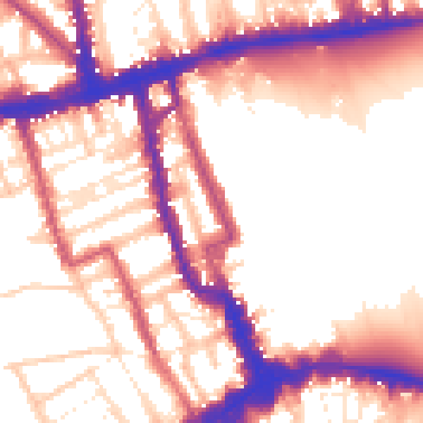 Daytime road noise heatmap for W8 4SA