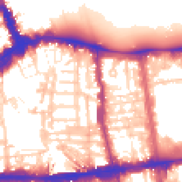 Daytime road noise heatmap for W8 5AD