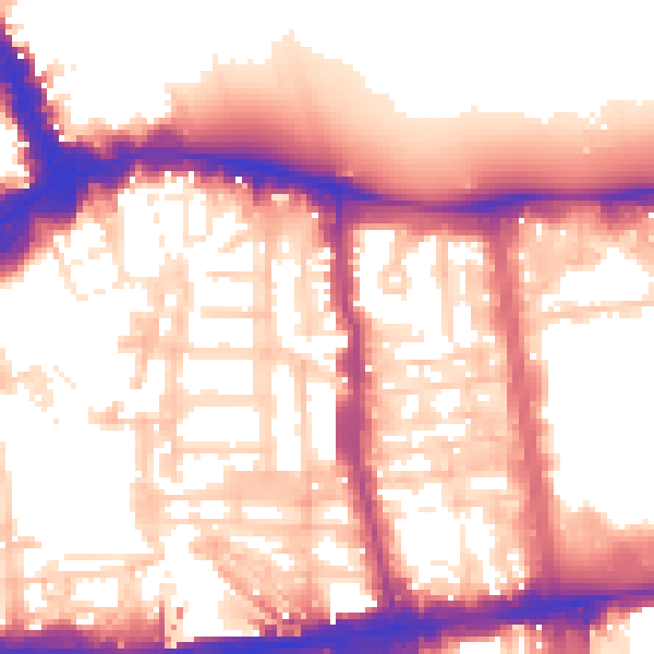 Daytime road noise heatmap for W8 5AJ