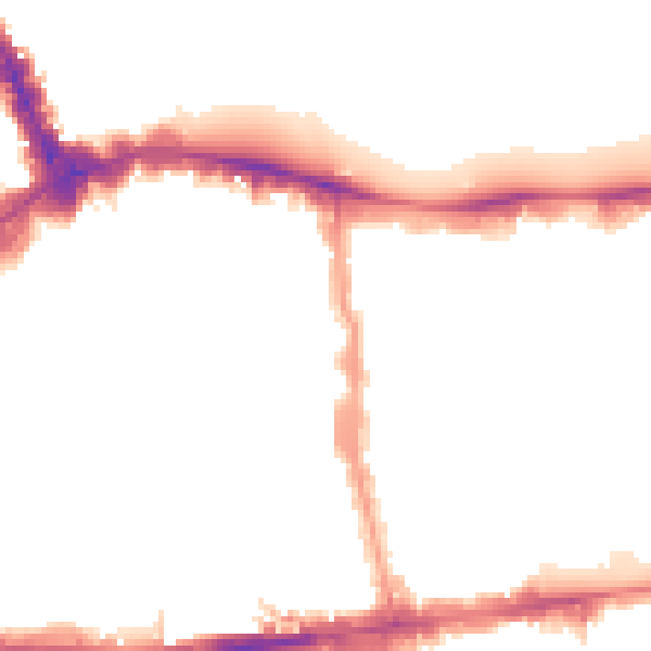Night-time road noise heatmap for W8 5AJ