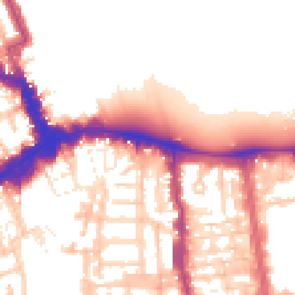 Daytime road noise heatmap for W8 5AU