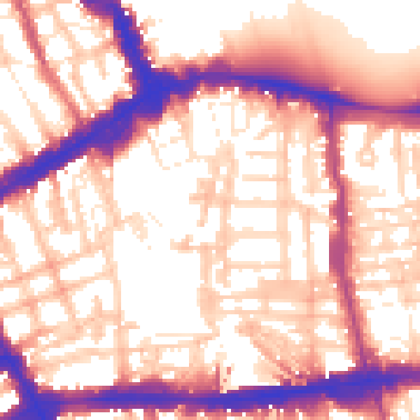 Daytime road noise heatmap for W8 5BT