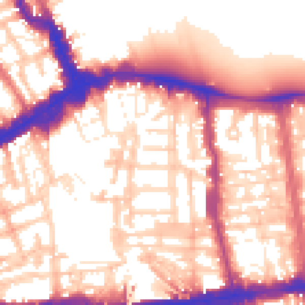 Daytime road noise heatmap for W8 5PH