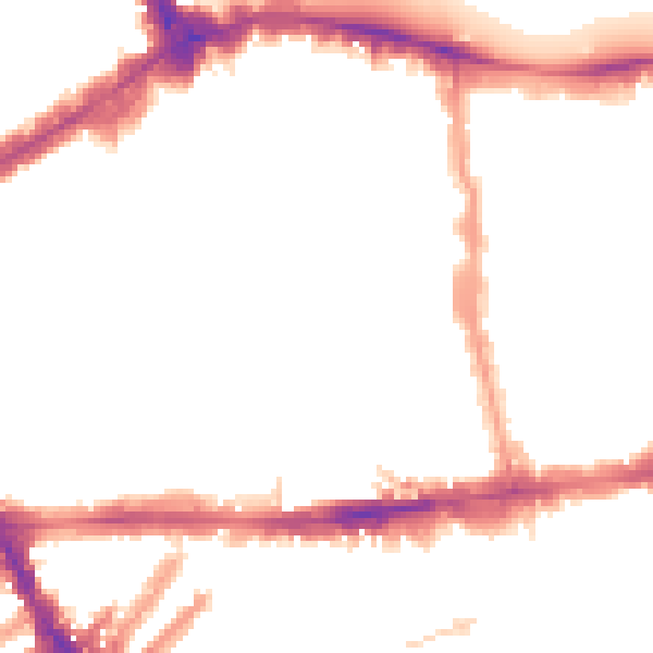 Night-time road noise heatmap for W8 5PU