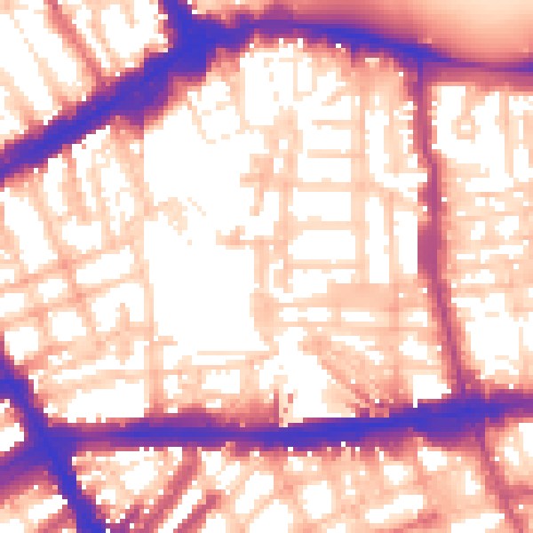 Daytime road noise heatmap for W8 5QD