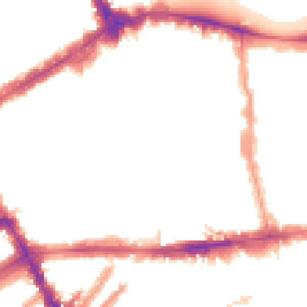 Night-time road noise heatmap for W8 5QD