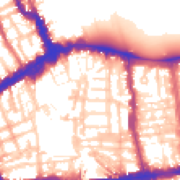 Daytime road noise heatmap for W8 5QE