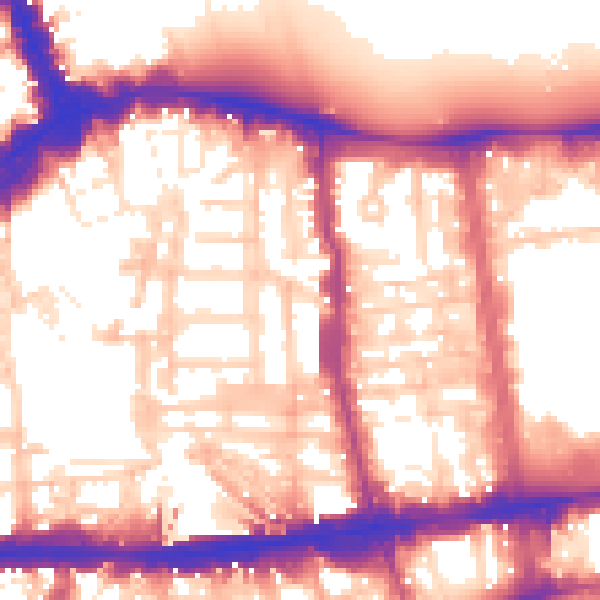 Daytime road noise heatmap for W8 5RW