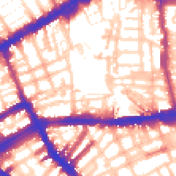 Daytime road noise heatmap for W8 5UD