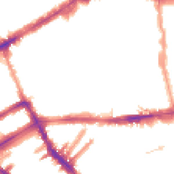 Night-time road noise heatmap for W8 5UD