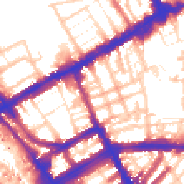 Daytime road noise heatmap for W8 6AA