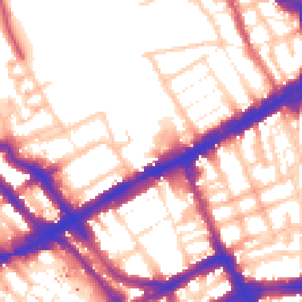 Daytime road noise heatmap for W8 6AX