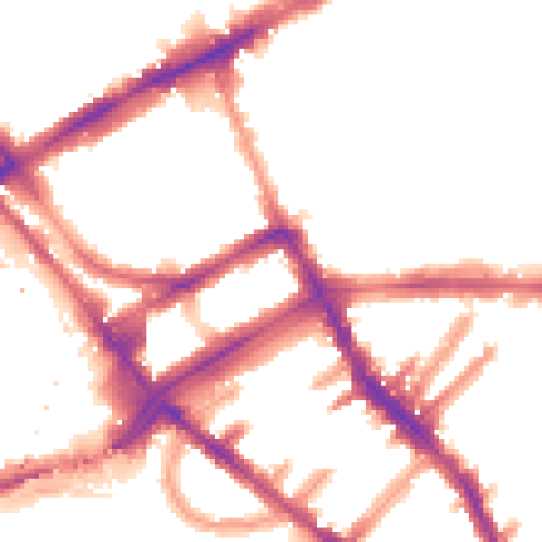 Night-time road noise heatmap for W8 6DG