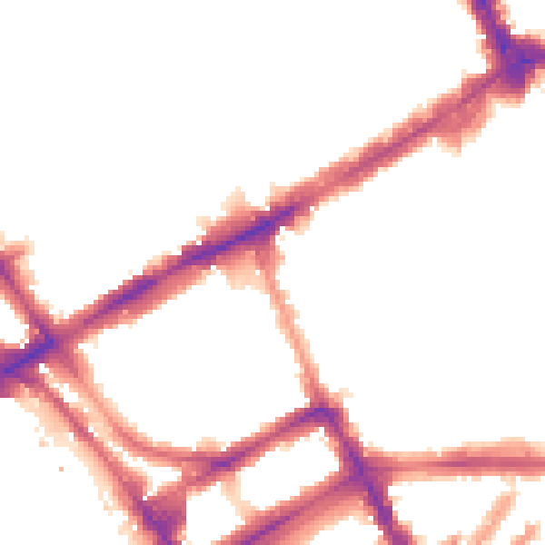 Night-time road noise heatmap for W8 6EB