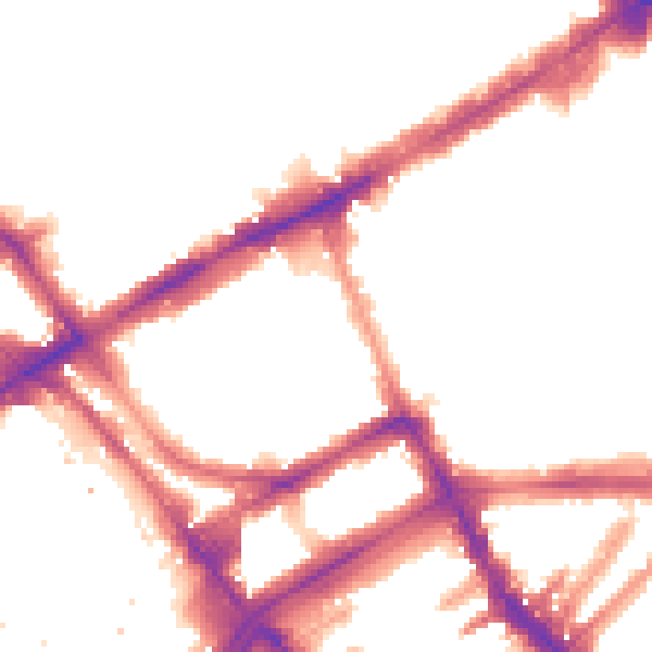 Night-time road noise heatmap for W8 6ER