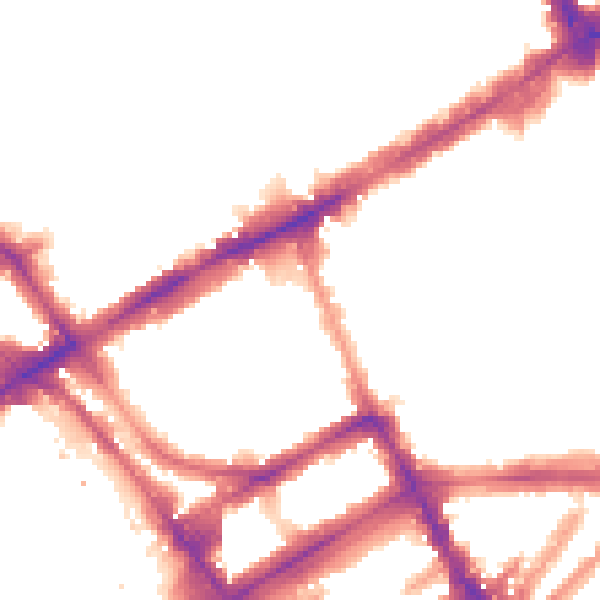 Night-time road noise heatmap for W8 6ET