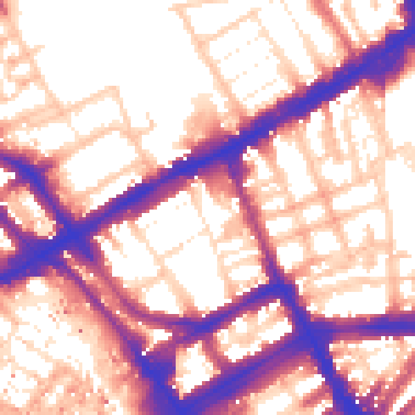 Daytime road noise heatmap for W8 6HE