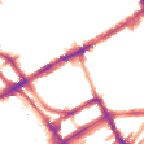 Night-time road noise heatmap for W8 6HE
